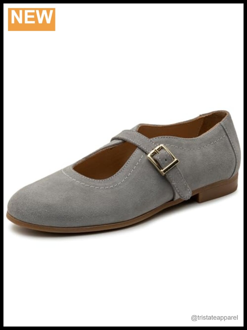 Leather Mary Jane Ballet Flats Buckle Strap Slip On